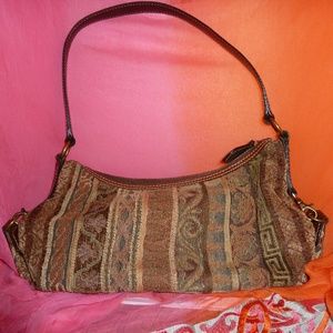 Fossil Carpet Bag Leather and Carpet Handbag